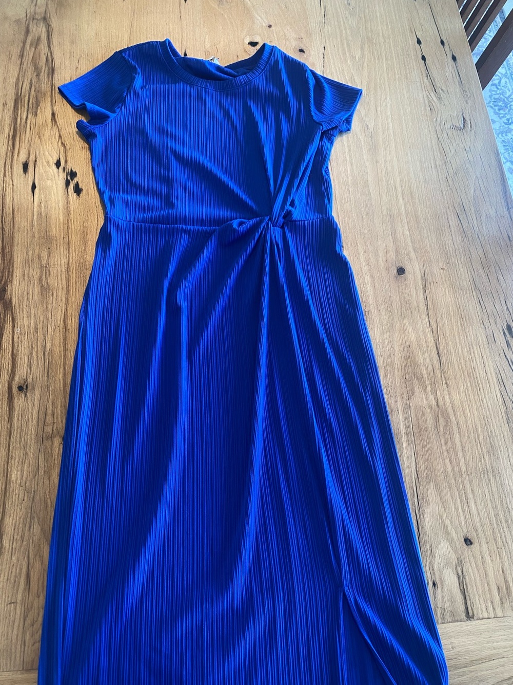 Liz Claiborne Royal Blue Pleated Knot-Front Midi Dress